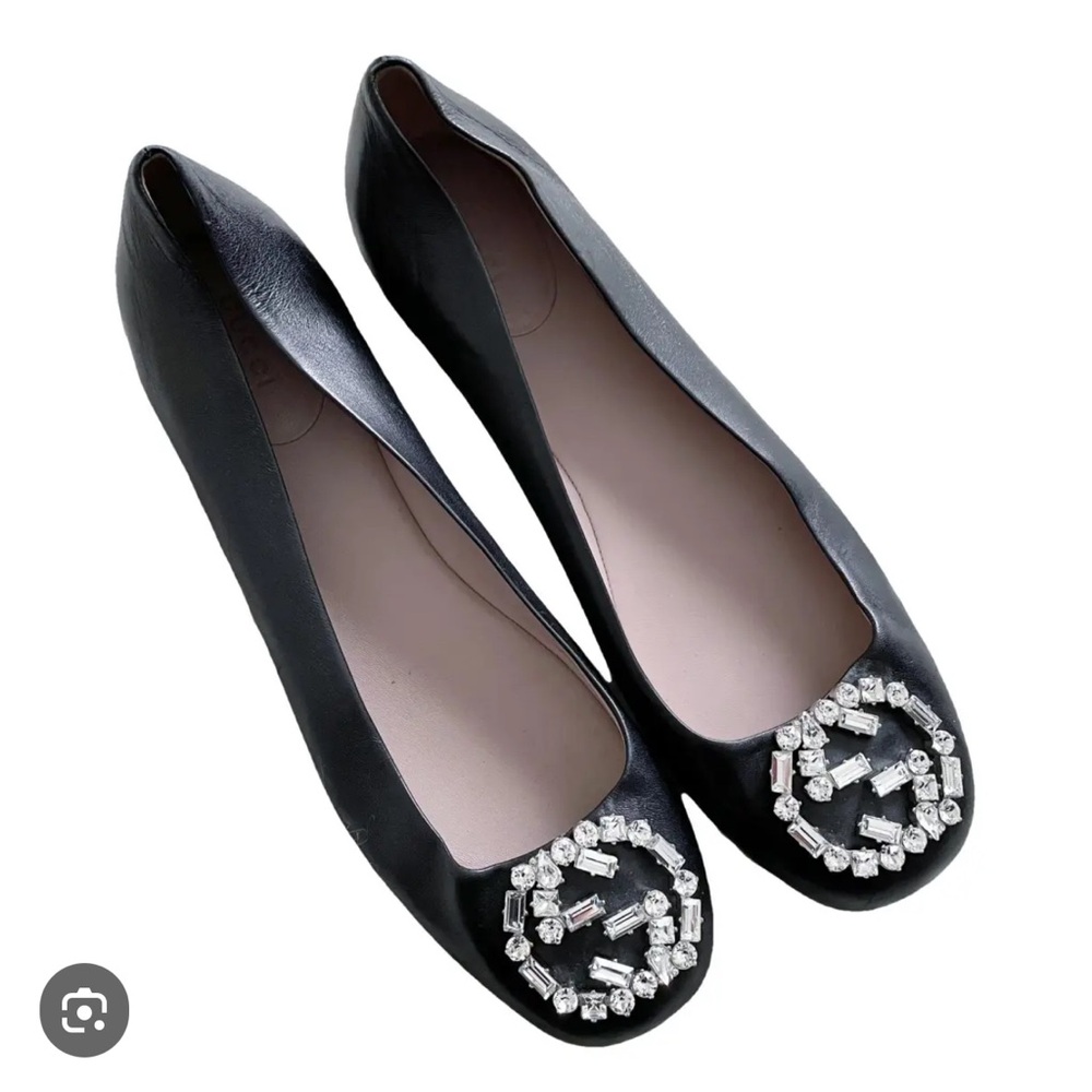 Gucci Black Crystal Embellished ballet flats